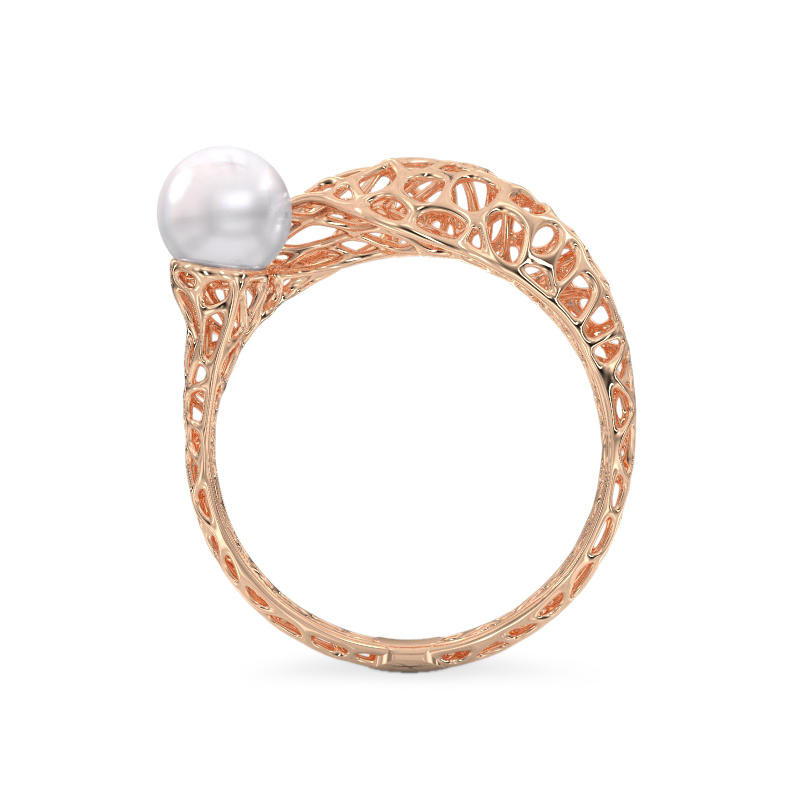 Snake with Pearl Rose Gold Ring 3