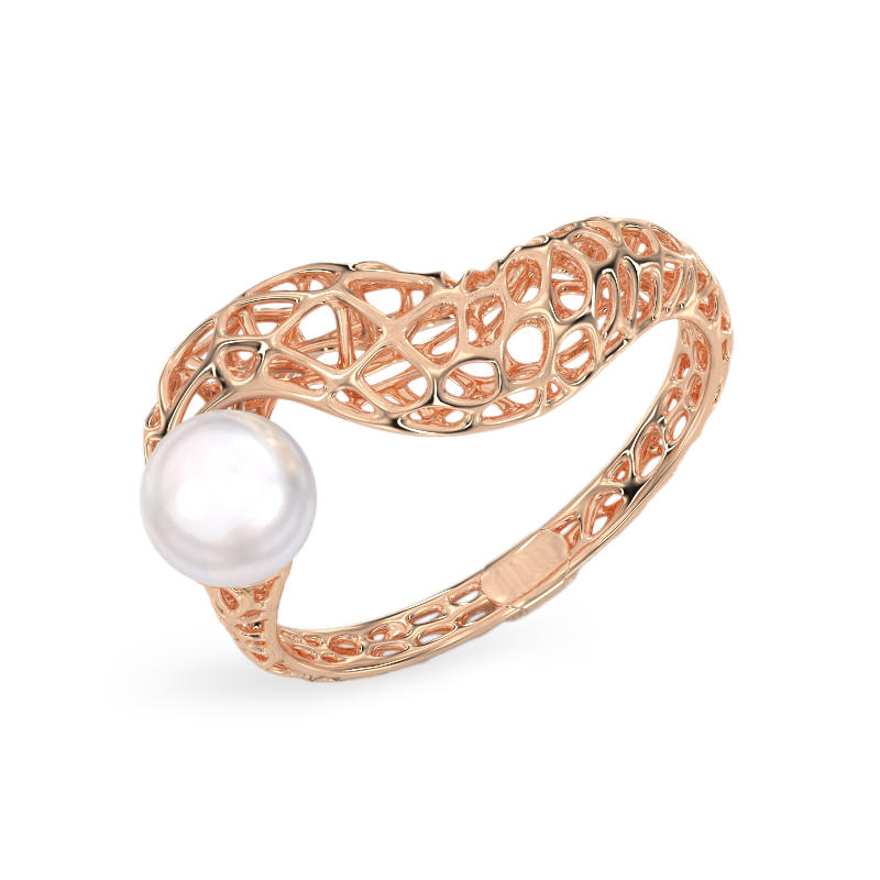 Snake with Pearl Rose Gold Ring