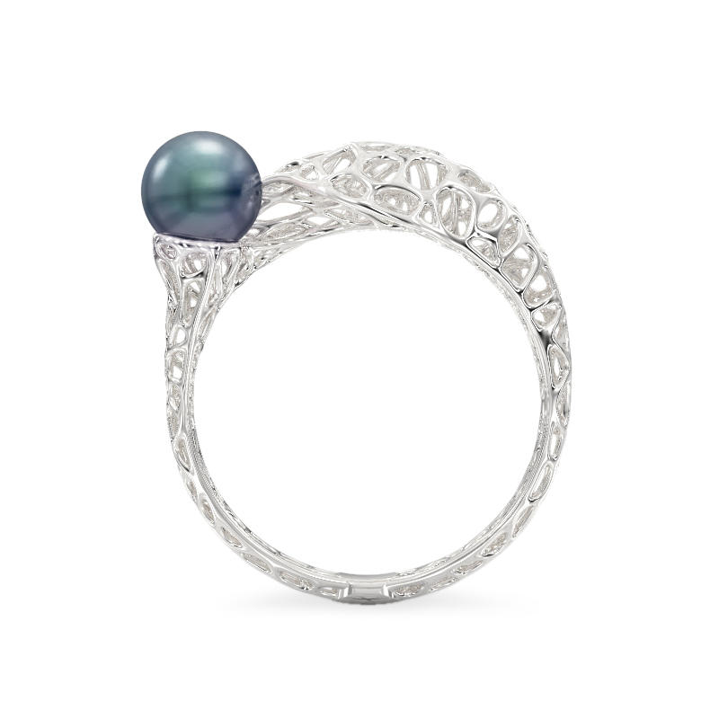 Snake with Pearl White Gold Ring 3