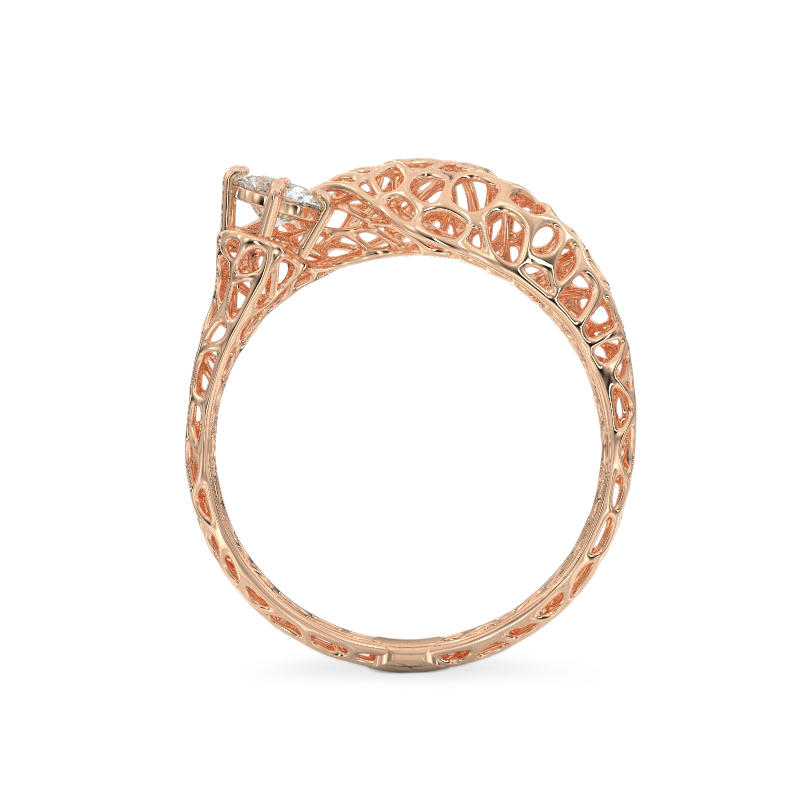 Snake with Stone Rose Gold Ring3
