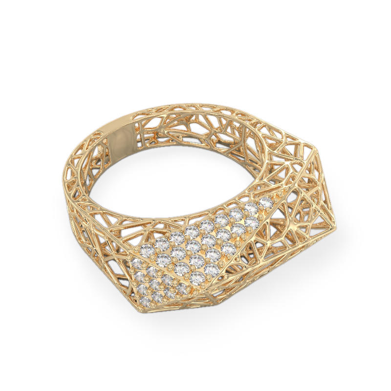 Spider Web Yellow Gold Ring2