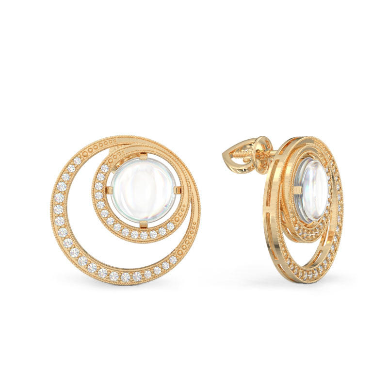 Two Circles Earrings From Yellow Gold