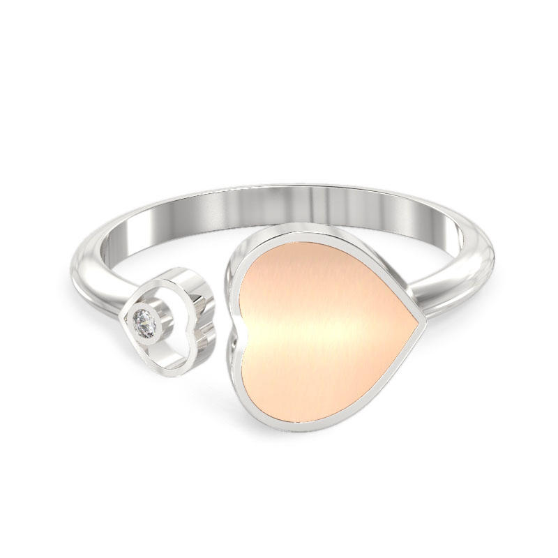 Two Hearts White Gold Solid Ring2