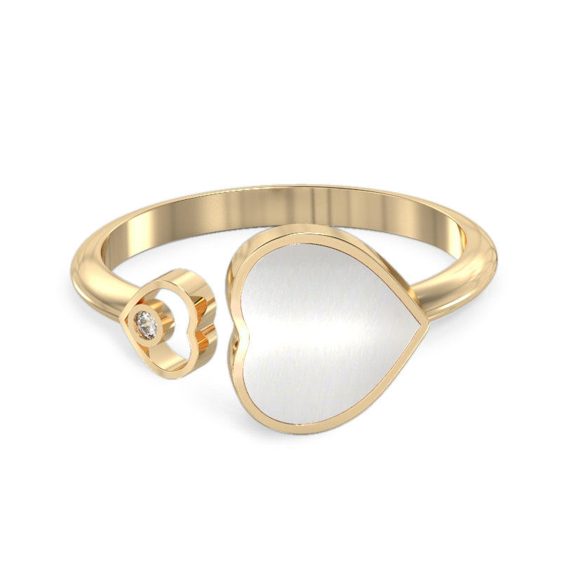 Two Hearts Yellow Gold Solid Ring2