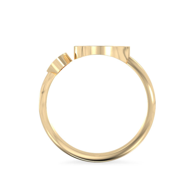Two Hearts Yellow Gold Solid Ring3