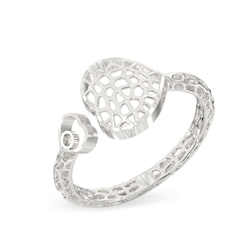 Two hearts white gold Ring1