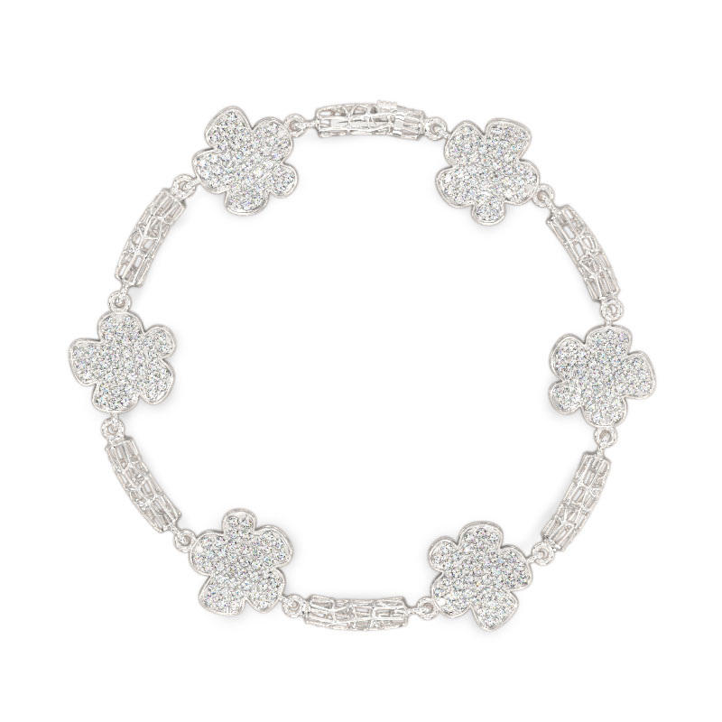 White Gold Exquisite Bracelet with flowers1