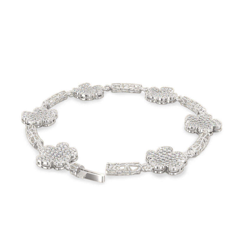 White Gold Exquisite Bracelet with flowers3