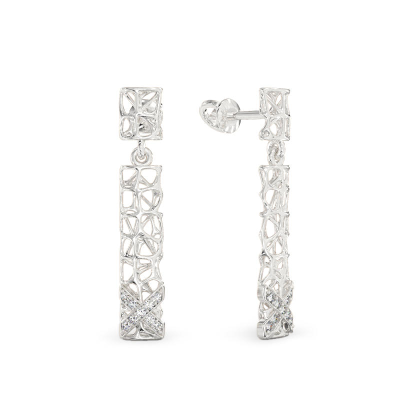 X Coral Earrings From White Gold
