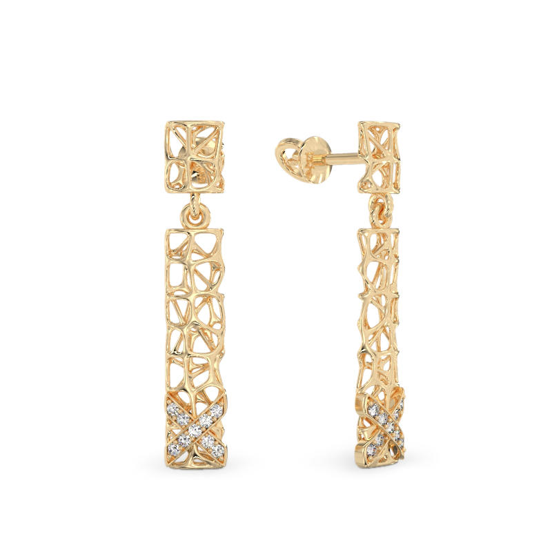 X Coral Earrings From Yellow Gold