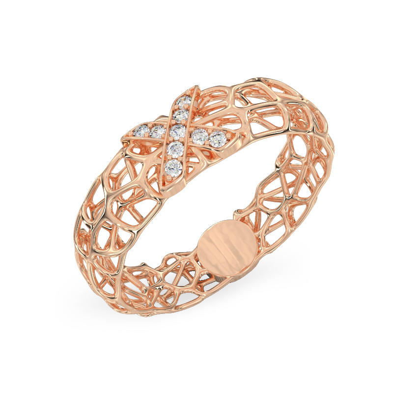 X Coral Ring From Rose Gold