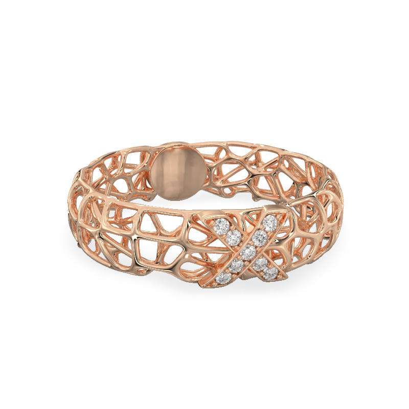 X Coral Ring From Rose Gold2