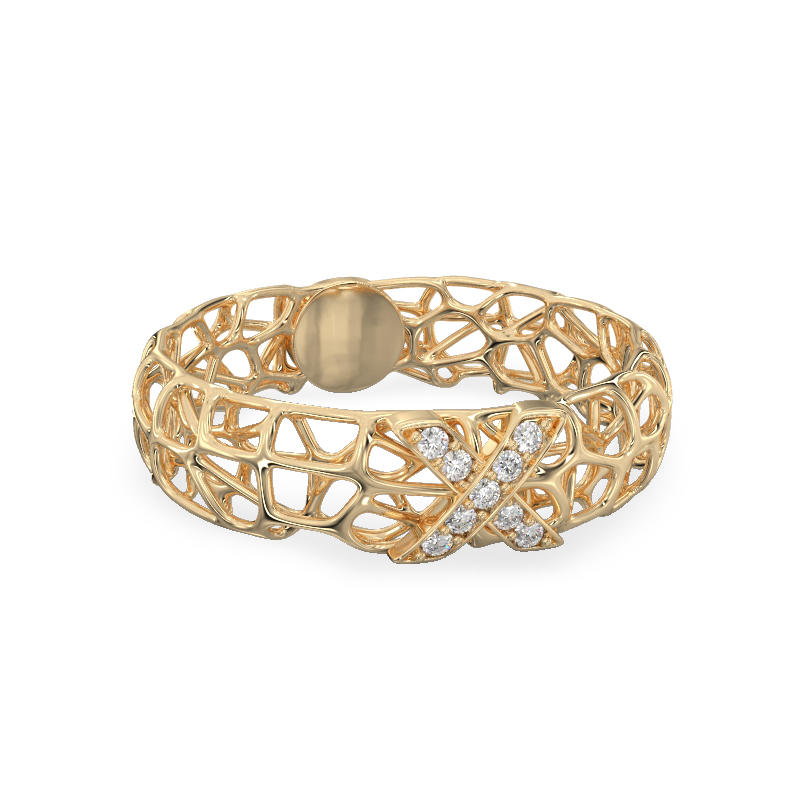 X Coral Ring From Yellow Gold2