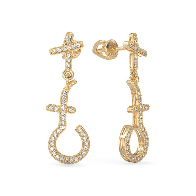 Yellow Gold Earrings With Abstract Design