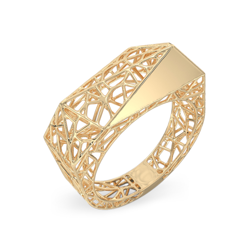Charming Spider Web Yellow Gold Ring