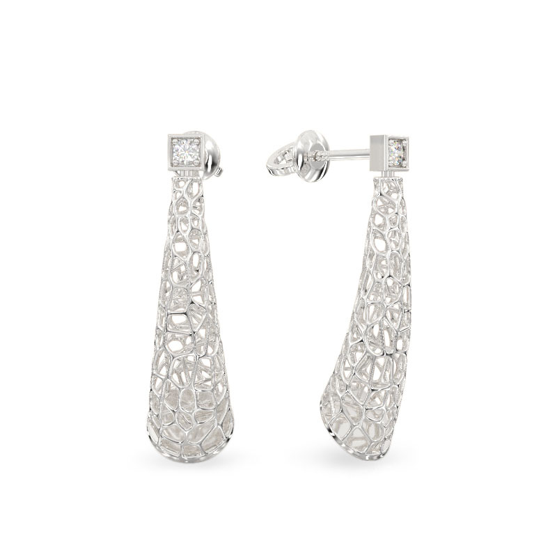 Coral Horn Earrings From White Gold