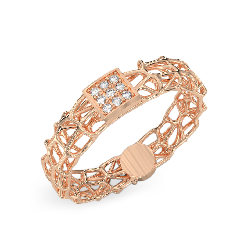 Coral Rose Gold Ring With Square