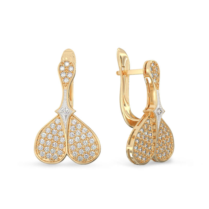 Inverted Heart Earrings From Yellow Gold