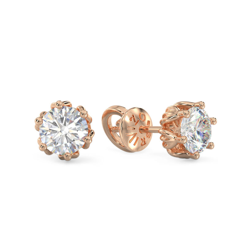One Stone Rose Gold Earrings