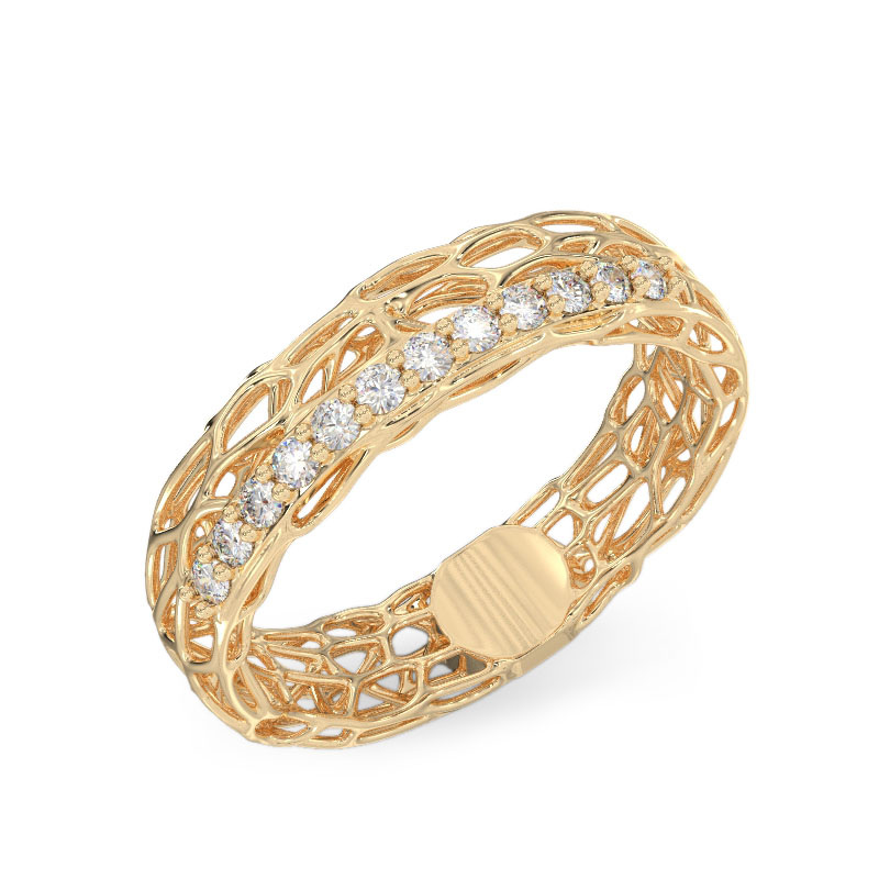 Rigorous Coral Ring From Yellow Gold