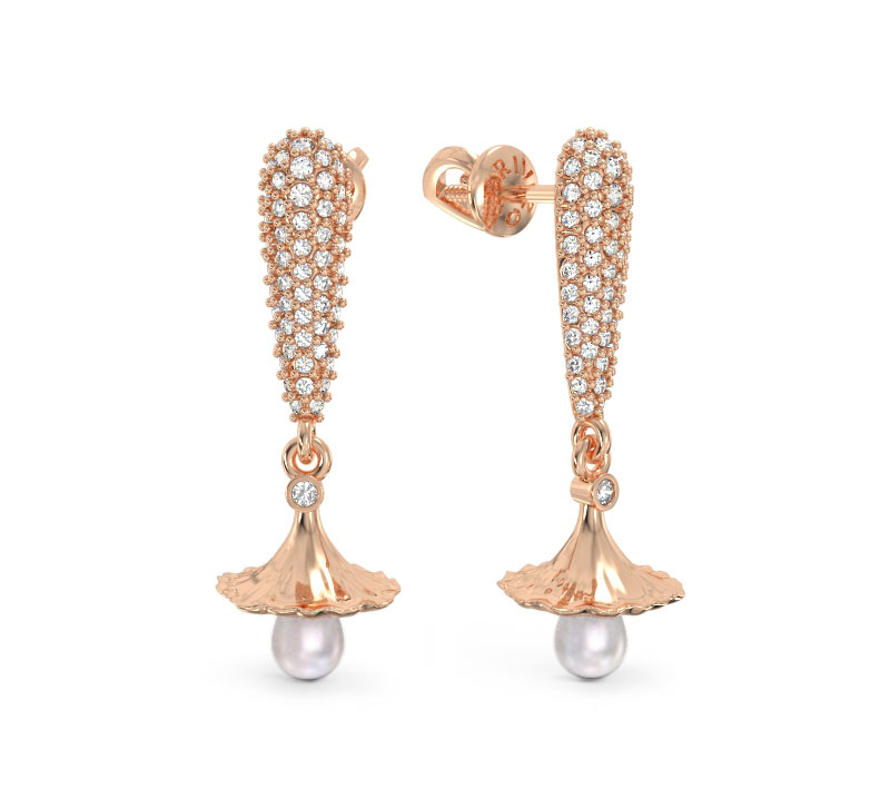 Rose Gold Bell-Flower Earrings