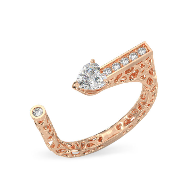 Rose Gold Ring With Heart Stone