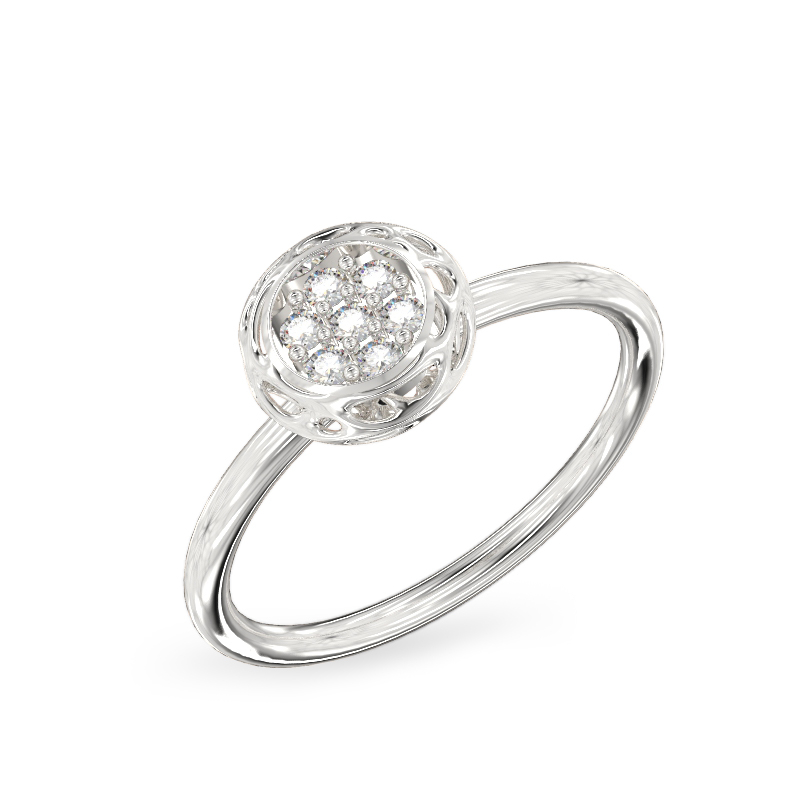 Round Form White Gold Ring