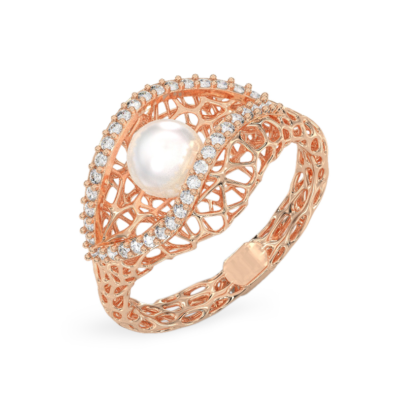 Seashell With Pearl Rose Gold Ring