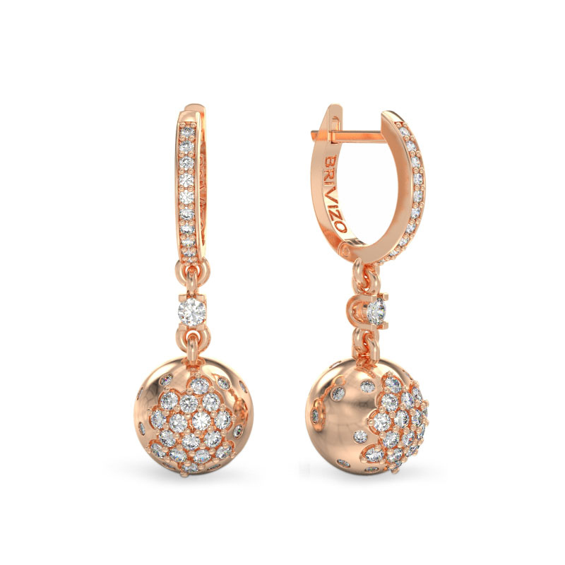 Sphere Earrings With Stones From Rose Gold