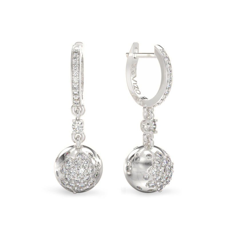 Sphere Earrings With Stones From White Gold