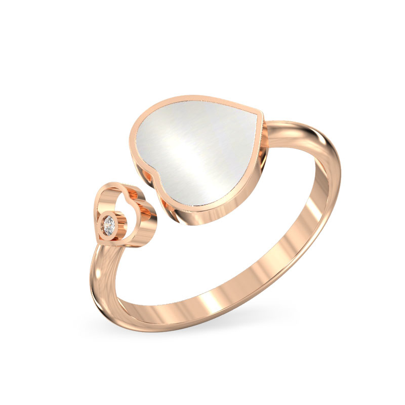 Two Hearts Rose Gold Solid Ring