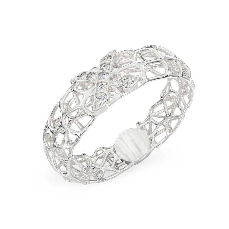 X-Coral Ring From White Gold
